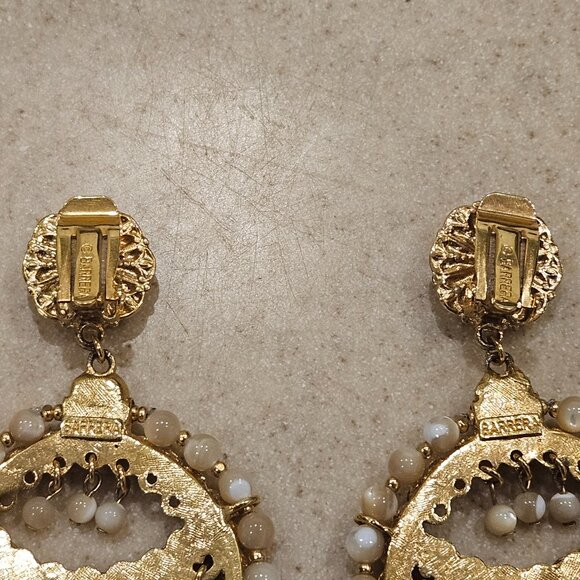 VINTAGE STATEMENT JOSE & MARIA BARRERA STONE CRYSTAL DANGLE CHANDELIER EARRINGS - Picture 5 of 14